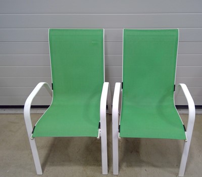 Lot 55 - Two Metal and Mesh Garden Chairs.