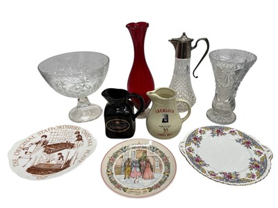 Lot 75 - Two ceramic whisky jugs, a crystal footed bowl...