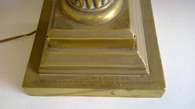 Lot 235 - A brass corinthian column lamp base, bearing...