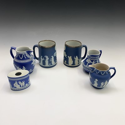 Lot 936 - Two Wedgwood silver mounted tankards, both...