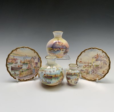 Lot 961 - Two Dunheved bone china vases hand painted...