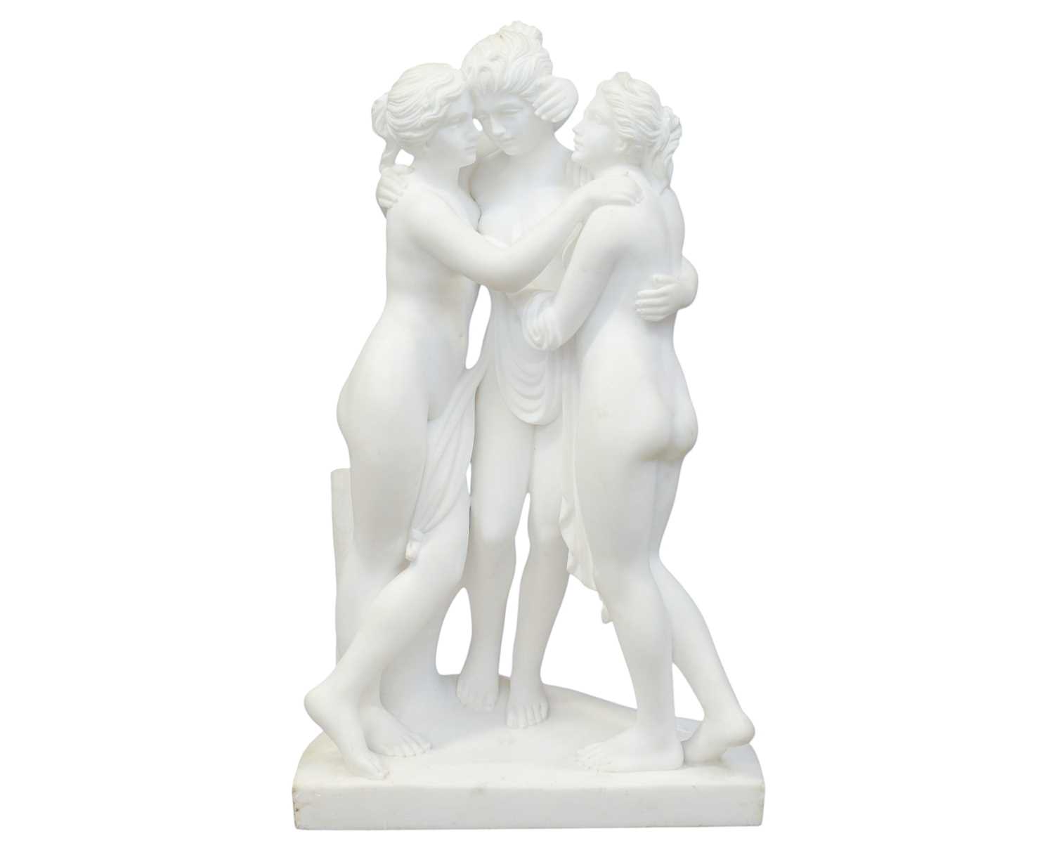 Lot 114 - After Canova, a carved white marble group, The Three Graces.