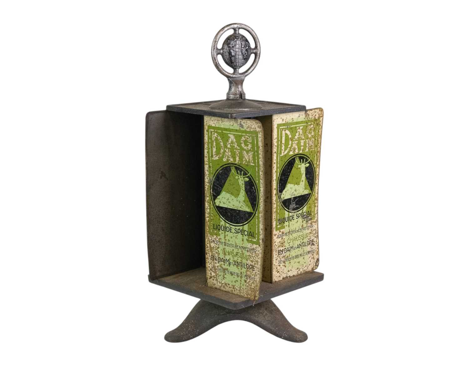 Lot 98 - A French cast iron and tinplate counter top advertising display.