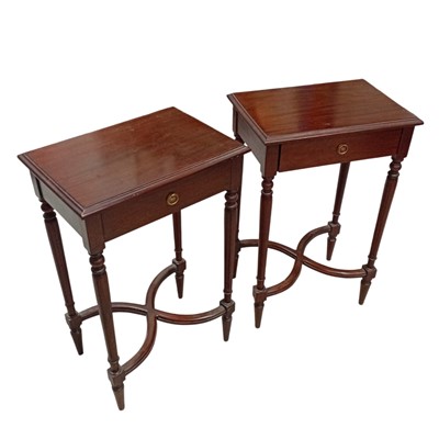 Lot 89 - A pair of mahogany Sheraton-style side tables...
