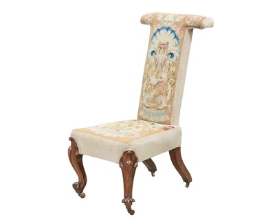 Lot 891 - A Victorian walnut framed prie dieu.