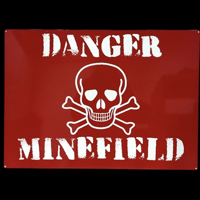 Lot 84 - A metal "Danger Minefield" sign, 70 x 50cm.