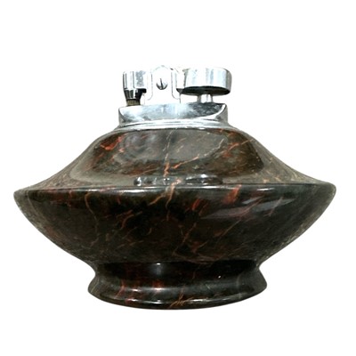 Lot 95 - A carved Cornish red serpentine table lighter,...