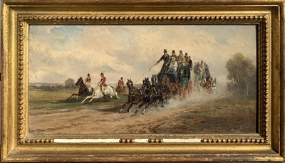 Lot 1055 - A LEWIS Returning From The Hunt Oil on board...