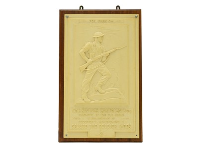 Lot 60 - Two WW2 British War Savings Campaign cream Bakelite Plaques.