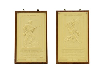 Lot 60 - Two WW2 British War Savings Campaign cream Bakelite Plaques.