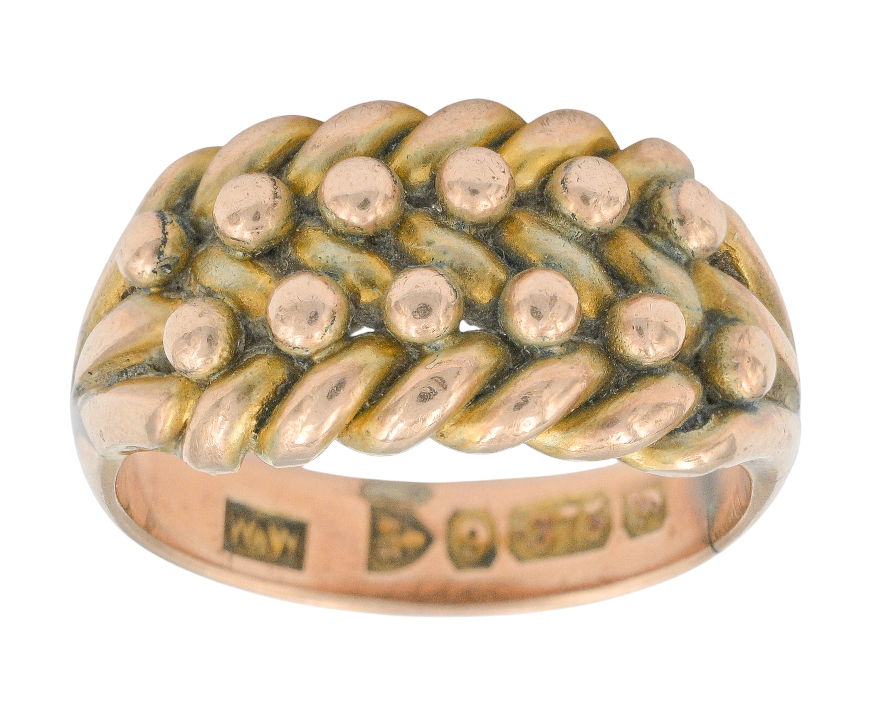 Lot 70 - An Edwardian 9k keeper ring.