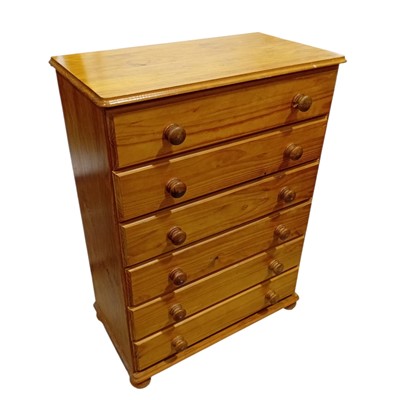 Lot 114 - A pine chest of six drawers. 45 x 82 x 113cm...