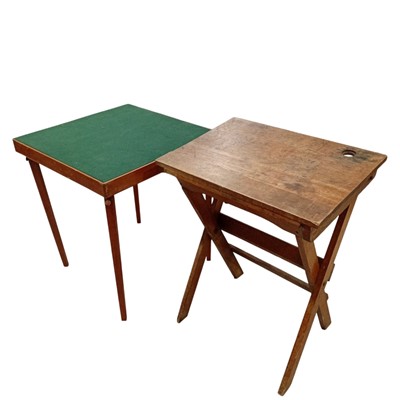 Lot 117 - A folding card table with a green baize top,...