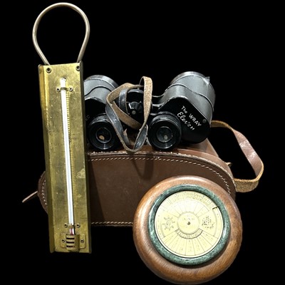Lot 121 - A pair of Wray Eleven binoculars, a brass jam...