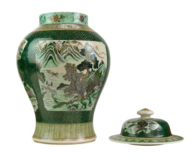 Lot A Famille Verte baluster vase and cover.