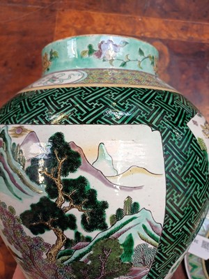 Lot 381 - A Famille Verte baluster vase and cover.