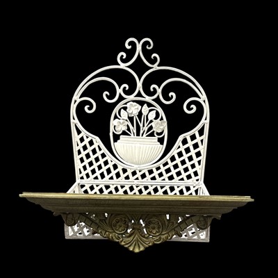 Lot 146 - A hanging metal plant stand and a wooden...