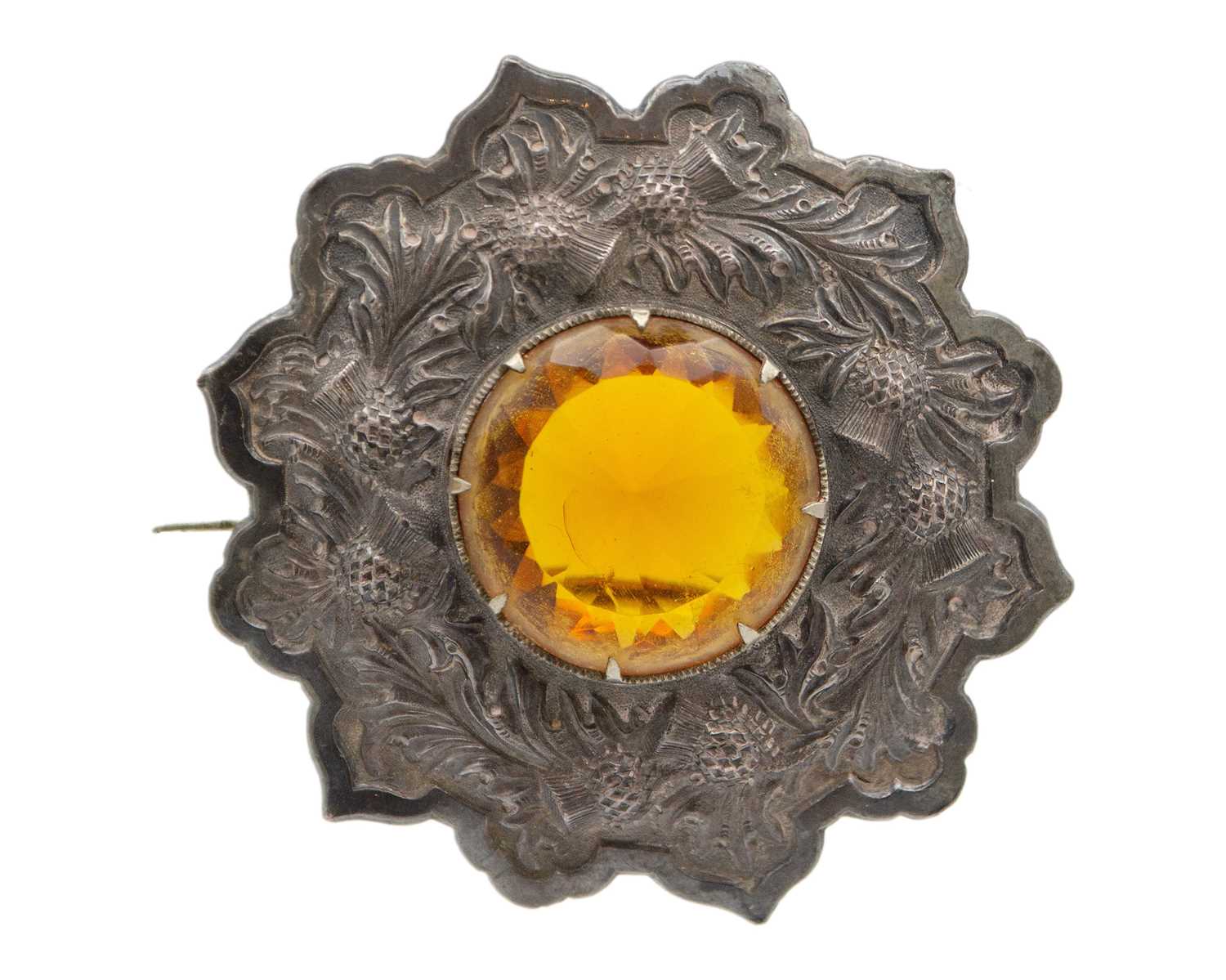 Lot 48 - An impressive and large Scottish 19th-century silver, paste set, plaid brooch.