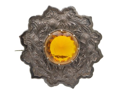 Lot 48 - An impressive and large Scottish 19th-century silver, paste set, plaid brooch.
