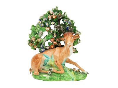 Lot 540 - A Derby porcelain large bocage figure of a stag.