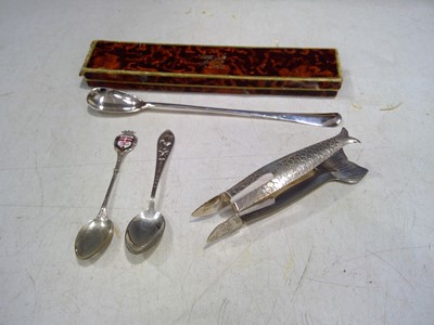 Lot 184 - Three Silver Spoons and a pair of plated...
