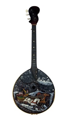 Lot 189 - A hand-painted Russian domra, a three-stringed...