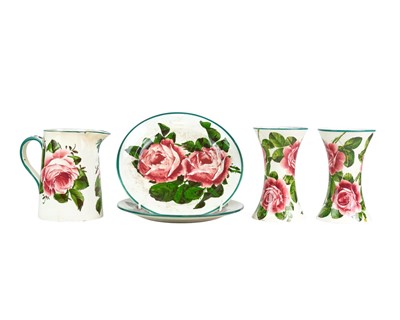 Lot 513 - Wemyss ware jug, two plates and a pair of vases.