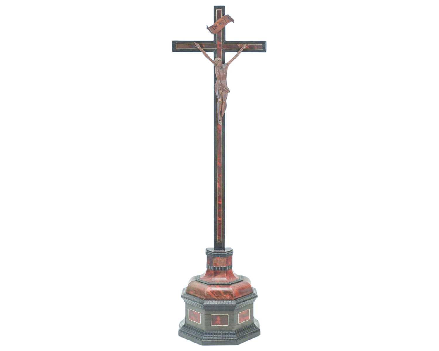 Lot 25 - A Flemish tortoise shell and ebony crucifix.