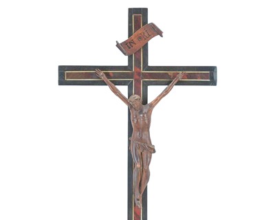 Lot 25 - A Flemish tortoise shell and ebony crucifix.