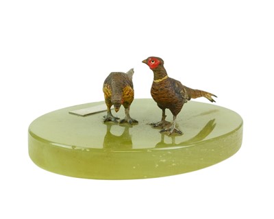 Lot 96 - A pair of Austrian cold painted bronze pheasants.