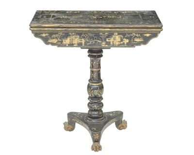 Lot 872 - An Anglo Chinese black lacquered card table.