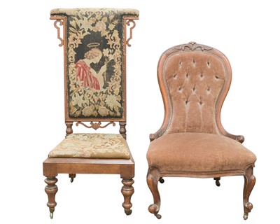 Lot 852 - A Victorian walnut prie dieu chair.