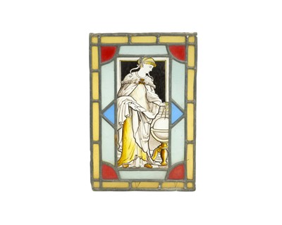 Lot 67 - A set of four stained glass and painted panels.