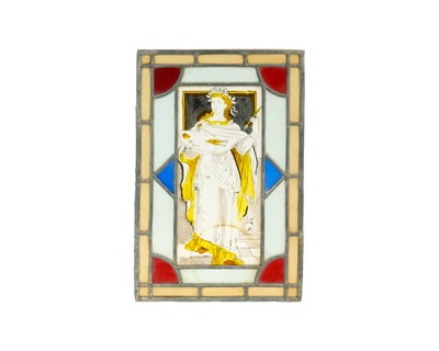 Lot 67 - A set of four stained glass and painted panels.
