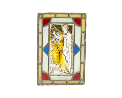 Lot 67 - A set of four stained glass and painted panels.