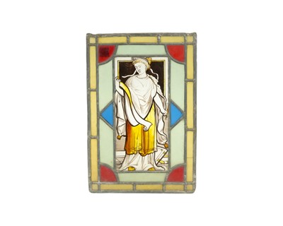 Lot 67 - A set of four stained glass and painted panels.