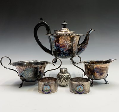 Lot 2208 - A three piece EPNS tea service etc.