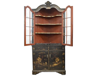Lot 908 - A Japanned black lacquer standing corner cabinet.