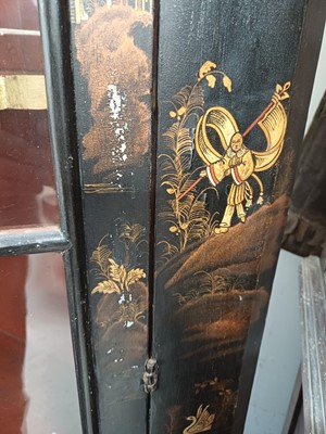 Lot 908 - A Japanned black lacquer standing corner cabinet.