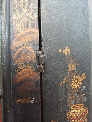 Lot 908 - A Japanned black lacquer standing corner cabinet.