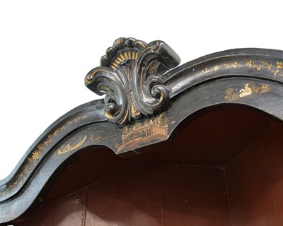 Lot 908 - A Japanned black lacquer standing corner cabinet.