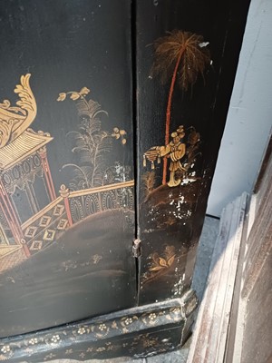 Lot 908 - A Japanned black lacquer standing corner cabinet.