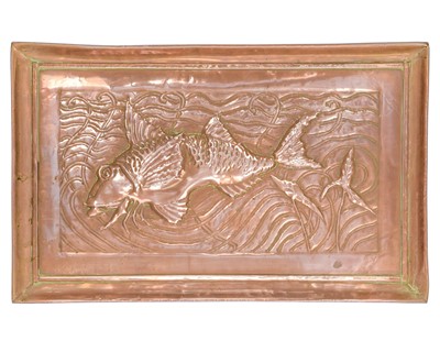 Lot 741 - A Newlyn Industrial Class rectangular copper tray.