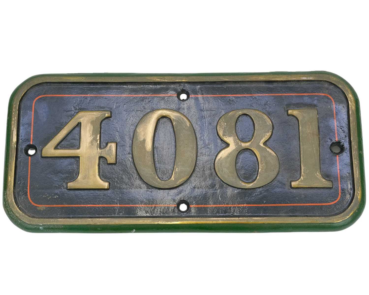 Lot A Great Western Railway brass cabside numberplate 4081.