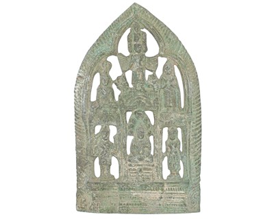 Lot 409 - A South East Asian pierced bronze votive plaquette.