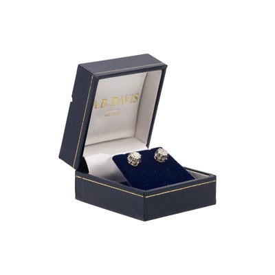 Lot 151 - A pair of 1.00ct (estimated) diamond solitaire ear studs, set in 18k white gold.