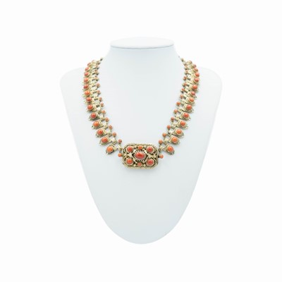 Lot 156 - A good 19th century Austo-Hungarian .800 silver-gilt red coral set choker.