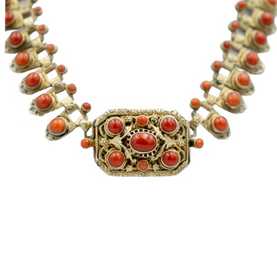 Lot 156 - A good 19th century Austo-Hungarian .800 silver-gilt red coral set choker.