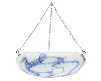 Lot 704 - An Art Deco blue veined marble effect glass plafonnier.