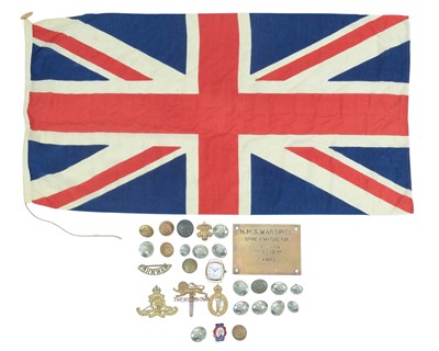 Lot 167 - Military Buttons & Badges & Flag.